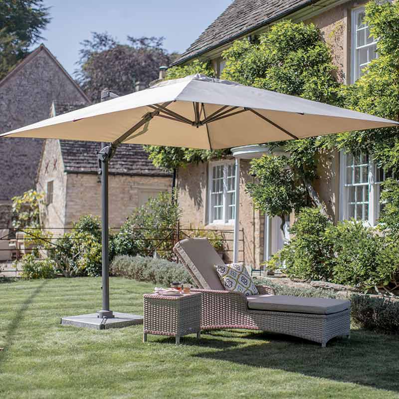 Side Post Parasol over Sun Lounger
