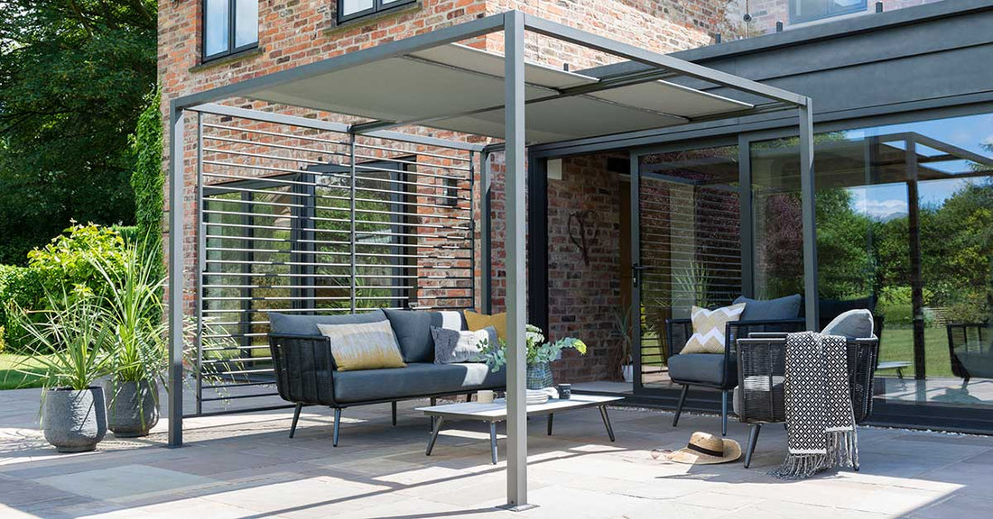 Grey Metal Pergola