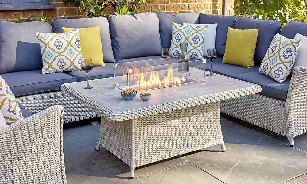 Garden furniture set with a firepit table