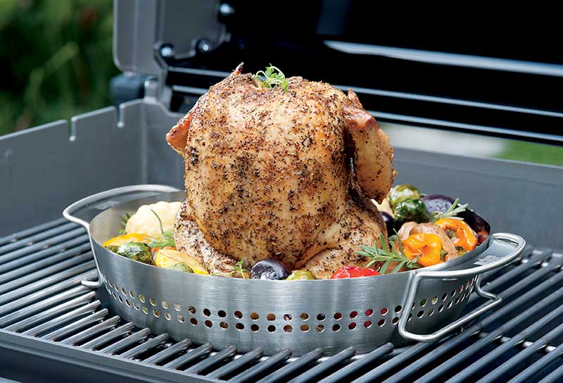 Cooking Chicken on Weber Poultry Roaster