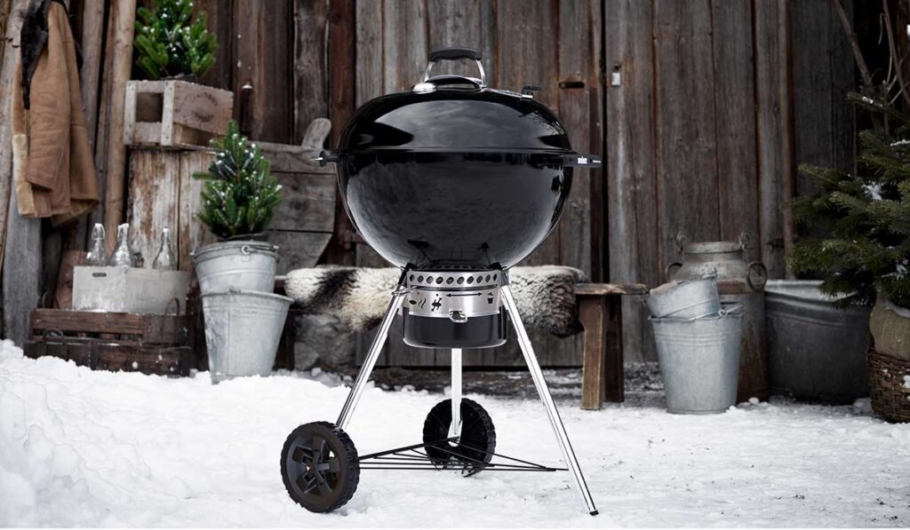 Weber Charcoal Grill in the Snow