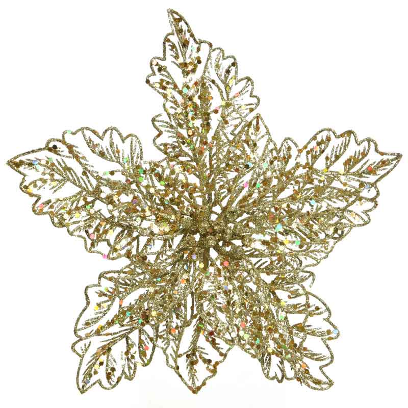 Everlands Gold Glitter Poinsettia Clip image 0
