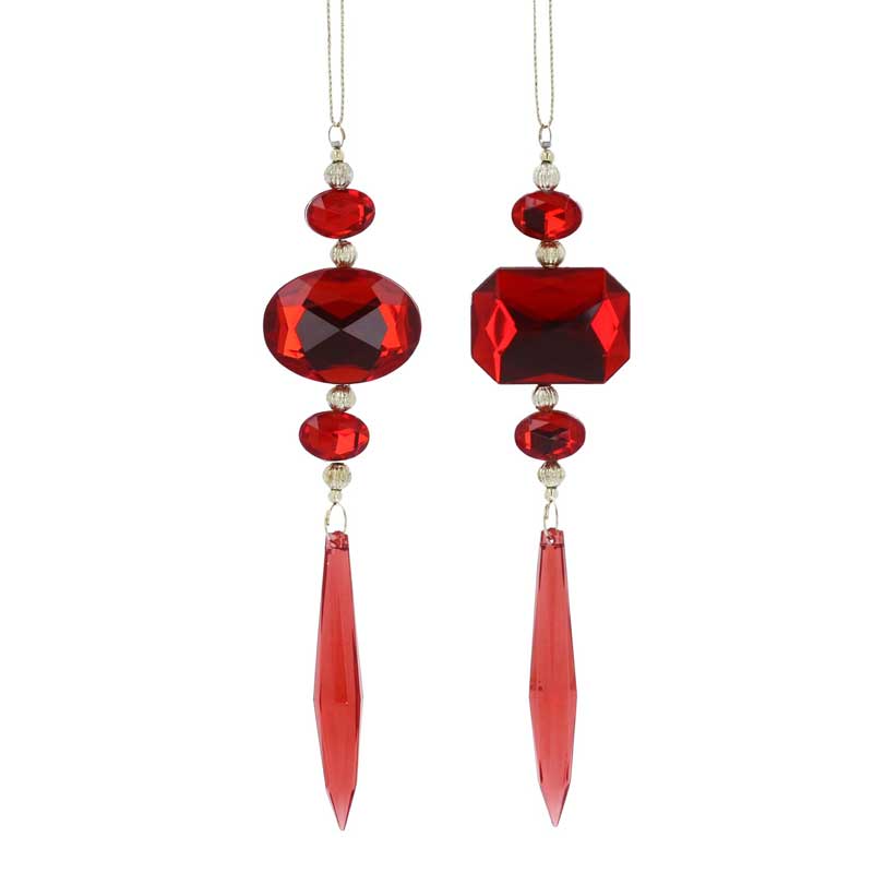 Gisela Graham Red Diamante Icicle Drop (Assorted Designs) image 0