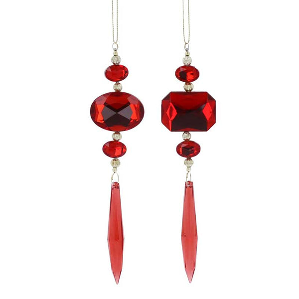 Gisela Graham Red Diamante Icicle Drop (Assorted Designs) image 0