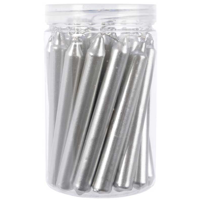 Decoris Mini Silver Dinner Candles (Pack of 22) image 0