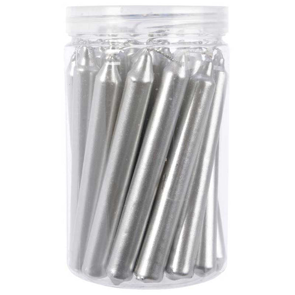 Decoris Mini Silver Dinner Candles (Pack of 22) image 0