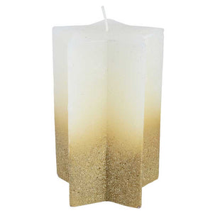 Decoris White Glitter Star-Shaped Candle - 15cm image