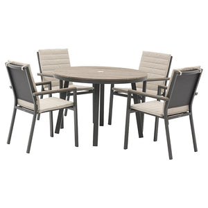 Bramblecrest Zurich 4 Seat Round Patio Dining Set with Parasol & Base image 4