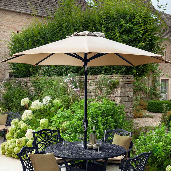 Hartman Capri 4 Seat Round Garden Dining Set in Bronze with 2.5m Parasol &amp; 15kg Base image 2