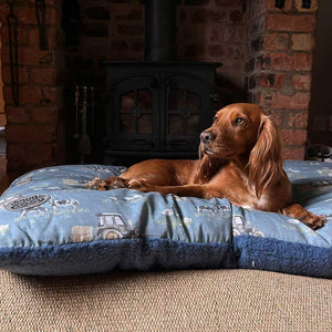 Snug & Cosy Farmyard Dog Lounger Blue image 1