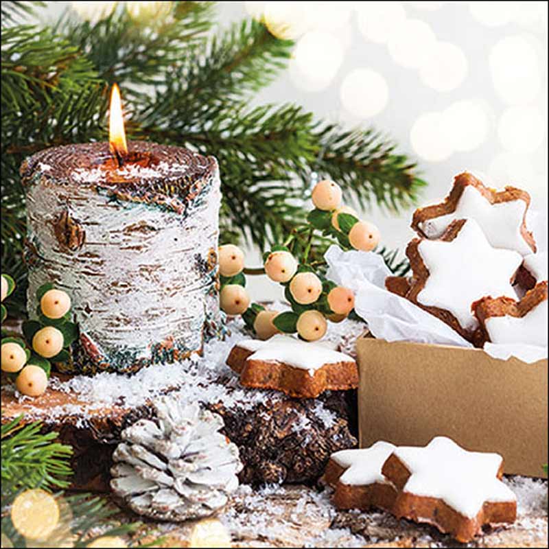 Ambiente Paper Napkins - Birchwooden Candle (Pack of 20) image 0