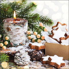 Ambiente Paper Napkins - Birchwooden Candle (Pack of 20) image 0