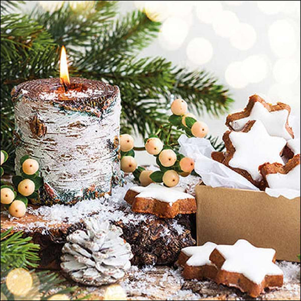 Ambiente Paper Napkins - Birchwooden Candle (Pack of 20) image 0