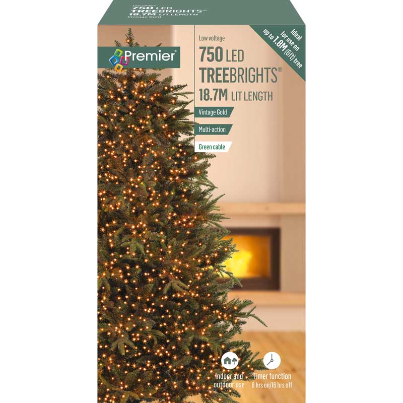 Premier 750 Multi-Action LED TREEBRIGHTS with Timer - Vintage Gold image 0