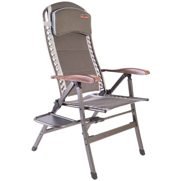 Quest Elite Naples Pro Comfort Garden Chair in Grey with Side Table &amp; Headrest image 2