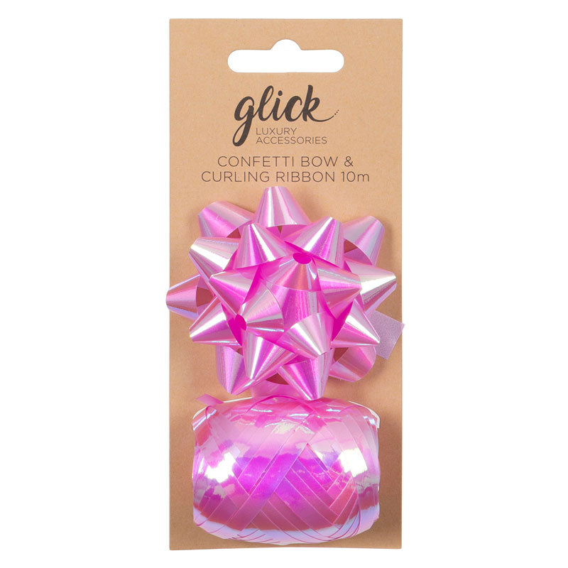 Glick Iridescent Baby Pink Bow &amp; Curling Ribbon Pack image 0