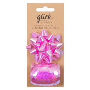 Glick Iridescent Baby Pink Bow &amp; Curling Ribbon Pack image 0