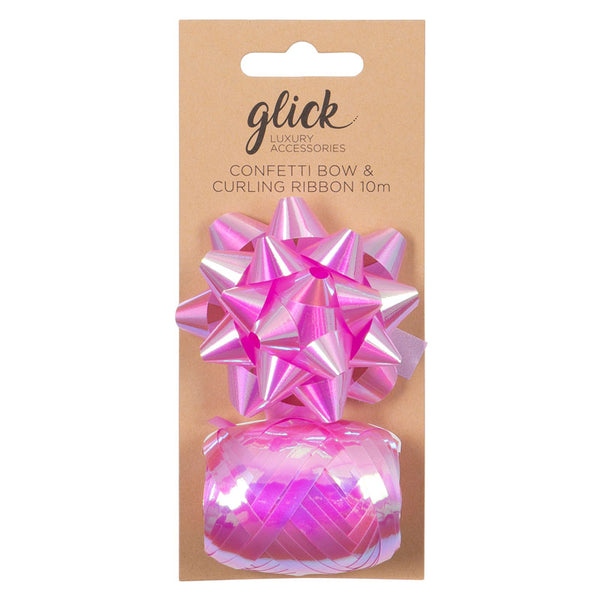 Glick Iridescent Baby Pink Bow &amp; Curling Ribbon Pack image 0