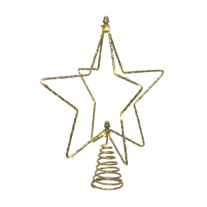 Lumineo Battery-Operated Micro LED Star Tree Topper with Gold Glitter image 0
