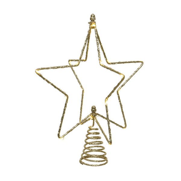 Lumineo Battery-Operated Micro LED Star Tree Topper with Gold Glitter image 0