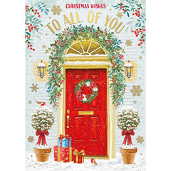Words N Wishes Red Front Door Scene Christmas Card image 0