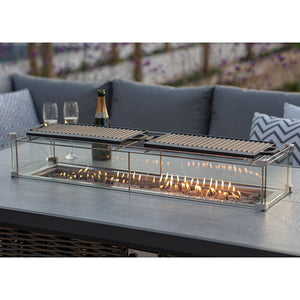 Bramblecrest Tuscan L-Shape Modular Sofa Set with Rectangular Firepit Table, Long Bench &amp; Sofa Chair image 4