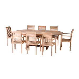 Bramblecrest Richmond 8 Seat Wooden Dining Set with Extending Oval Table, Parasol & Base image 6