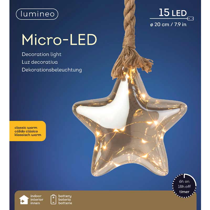 Lumineo Micro LED Hanging Smokey Star image 0