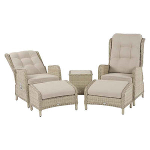 Bramblecrest Chedworth Deluxe 2 Seat Recliner Set in Sandstone Rattan with Footstools image 6