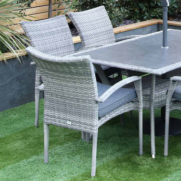 Supremo Iris 6 Seat Rectangular Dining Set with Parasol &amp; Base image 4
