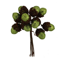 Gisela Graham Green Glitter Acorn Picks image 0