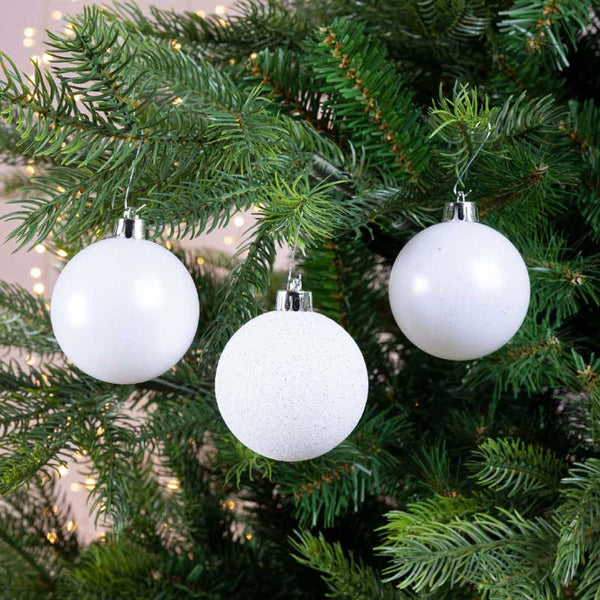 Decoris Shatterproof Baubles in Winter White (Pack of 30) image 4