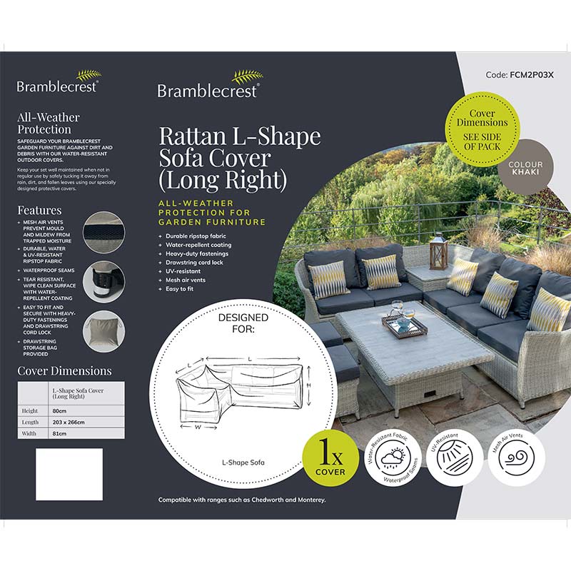 Bramblecrest Cover for Rattan L-Shape Long Right Sofa image 0