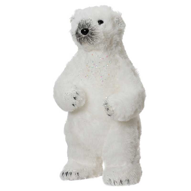 Decoris White Standing Bear with Glitter image 0