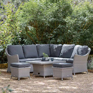 Bramblecrest Wentworth Rattan Mini Corner Sofa Set with Dual Height Table in Pewter image 5