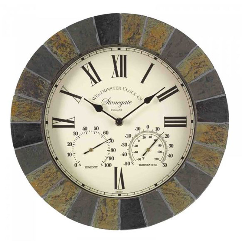 Outside In Stonegate Slate Wall Clock & Thermometer image 0