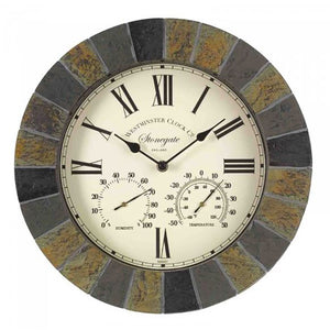 Outside In Stonegate Slate Wall Clock & Thermometer image 1