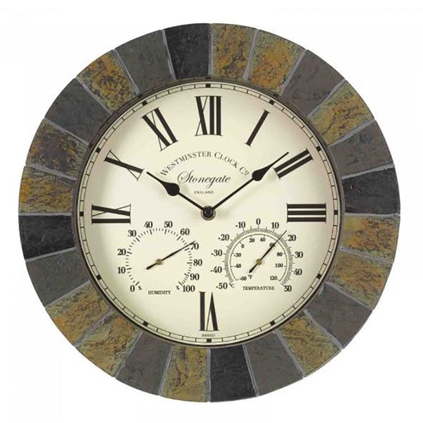 Outside In Stonegate Slate Wall Clock & Thermometer image 1