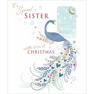 Woodmansterne Bird On Tree Sister Christmas Card image 0