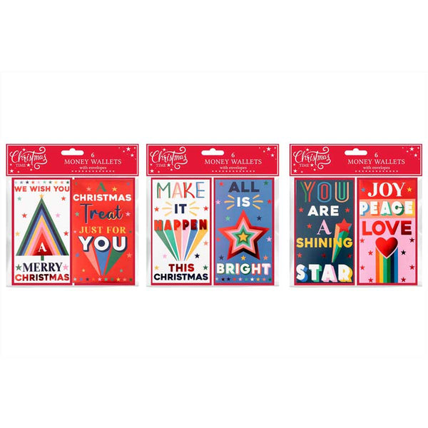 Christmas Time Foil Money Wallets - Pack of 6 (Assorted Designs) image 0