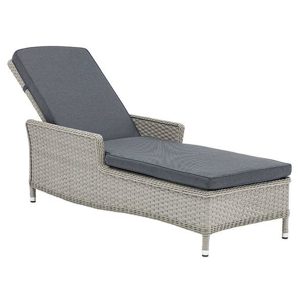 Bramblecrest Wentworth Pewter Rattan Sun Lounger with Side Table image 3