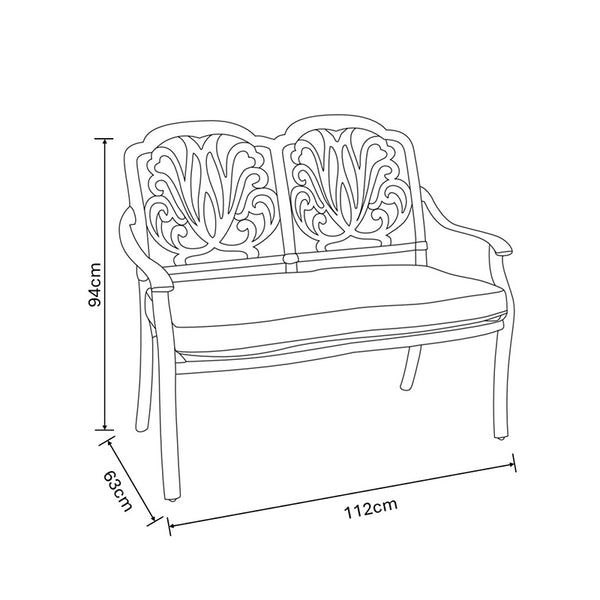 Hartman Capri High Back Bench in Bronze with Amber Cushion image 6