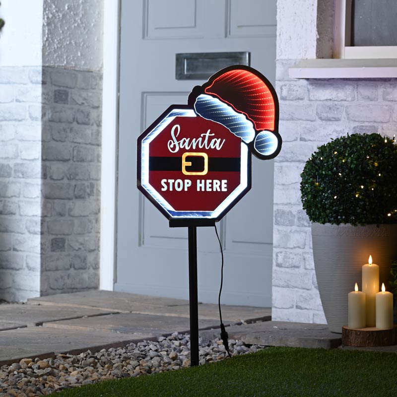 Festive Infinity Santa Stop Here Stake image 0