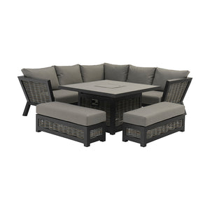 Bramblecrest Tuscan Corner Sofa Set with Square Firepit Table &amp; 2 Benches image 6