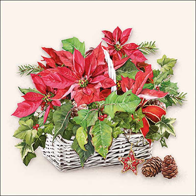 Ambiente Paper Napkins - Poinsettia in Basket (Pack of 20) image 0