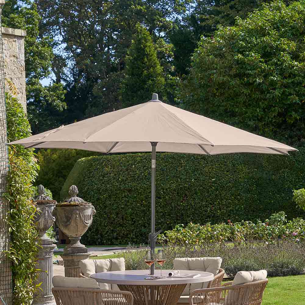 Platinum Riva 3m Round Crank & Tilt Parasol – Taupe image 0
