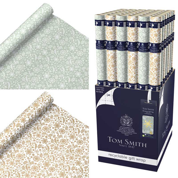 Tom Smith Classic Christmas Foliage Luxury Gift Wrap - 4m (Assorted Designs) image 0