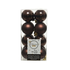 Decoris Shatterproof Baubles in Dark Brown (Pack of 16) image 0