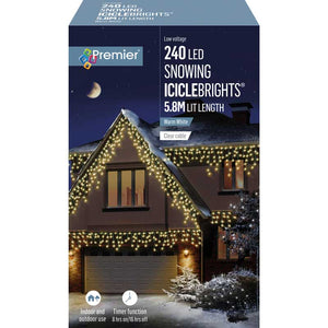 Premier 240 LED SNOWING ICICLEBRIGHTS with Timer - Warm White image 1