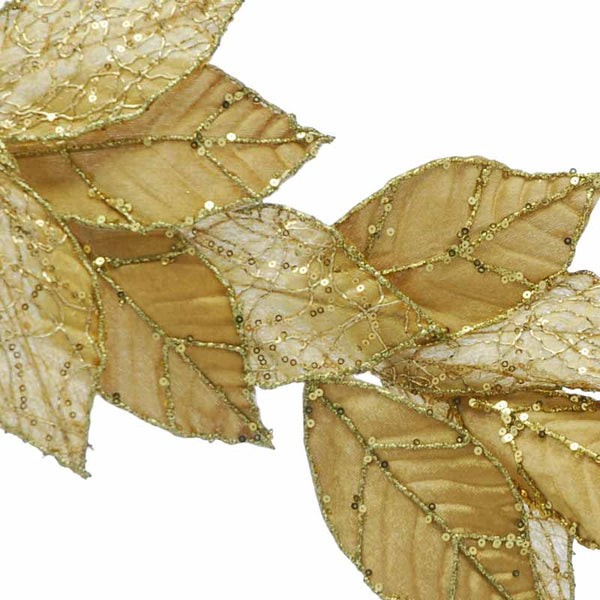 Festive Gold Glitter Leaf Garland image 1